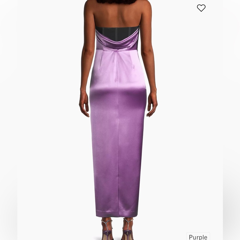 NWT MILLY Riva Hammered Satin Strapless Dress - Picture 2 of 10